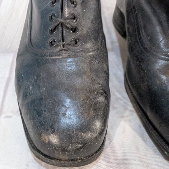 Vintage Black Leather Lace-Up Ankle Boots - Picture 2 of 12